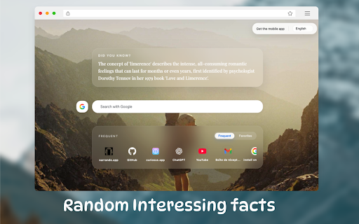 Daily Random Facts · Smart Startpage :: Turn every new tab into an inspiring dashboard with an interesting fact, quick access to top sites, and effortless favorites.