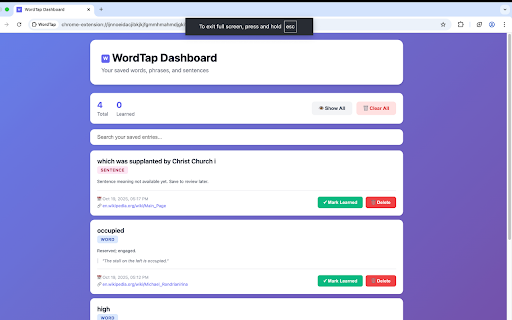 WordTap: Instant Word Meanings & Synonyms :: Highlight any word or phrase to get its meaning, synonyms, and examples instantly. Build your vocabulary as you browse.