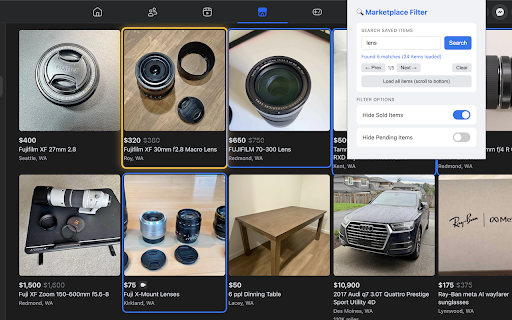 FB Marketplace Saved Filter :: Filter out sold and pending items from your Facebook Marketplace saved listings. Helps you focus on items that are still available.
