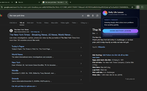 Daily Life Lesson :: Display a short, reflective life lesson in a clean, modern popup. For inspiration only.