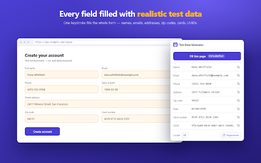 Test Data Generator & Dummy Data Filler :: Use Test Data Generator to auto fill web forms with dummy data.