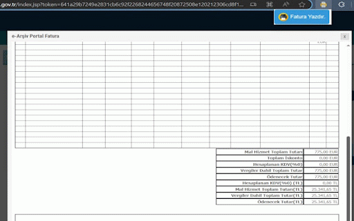 E-Arşiv Portal Print Eklentisi :: E-Arşiv Portal Fatura görüntüleme ekranını yazdırma veya pdf olarak kaydetmek için yapılmıştır. posta@futeknoloji.com