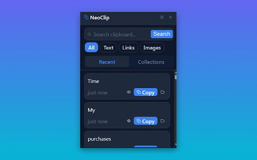 NeoClip :: Smart clipboard manager with collections, search, and Google Lens integration.