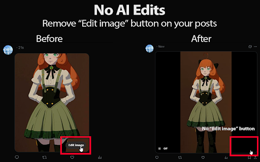 No AI Edits :: Converts your images into GIFs to disable the "Edit Image" button from Grok.