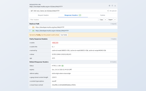 CDN Headers & Cookies :: Inspect request headers, response headers, CDN debug headers and cookies for any request on the page.