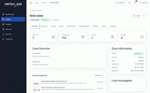 Veriscope - Forensic Web Capture :: Capture forensic web evidence with chain-of-custody documentation