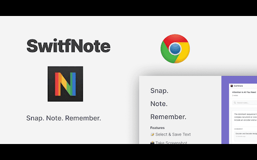 SwiftNote :: Quickly save selected text and screenshots to notes