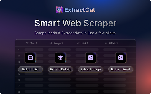 ExtractCat - Smart Web Scraper :: Extract data instantly: Scrape lists, details, images & emails from any website with a few clicks. No coding, export to Excel.