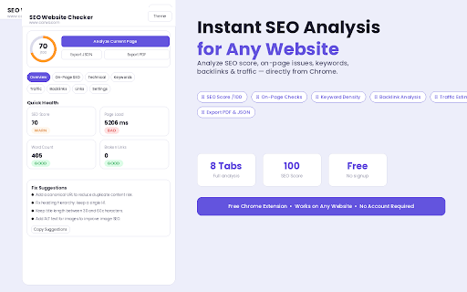 SEO Website Checker :: Modern on-page and technical SEO checker with actionable insights.