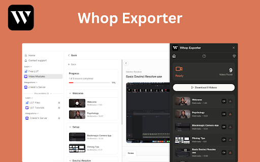 Whop Exporter - Whop Videos Downloader :: Whop Exporter: Export & Download Whop Course Videos in Bulk