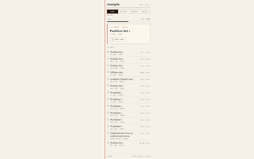 Margin | Canvas Assignment Planner + Todoist :: Your upcoming Canvas assignments and calendar due dates, automatically in Todoist and on your Margin dashboard.