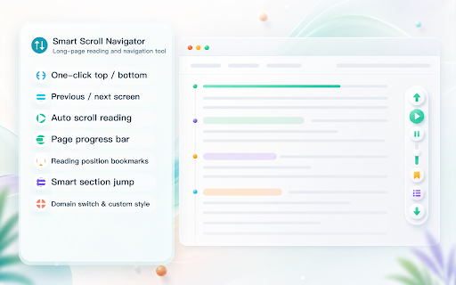 Smart Scroll Navigator – Top, Bottom & Progress :: Long-page reading assistant: top/bottom jumps, auto scroll, progress, sections, saved positions, and Notion/Wiki support.