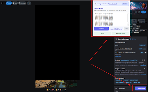 Lora Workhorse :: Bulk-import CivitAI recipes into ComfyUI LoraManager. One-click as it should've been. Auto-import all open tabs, metadata preserved.