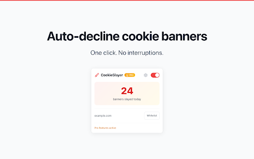 Cookie Banner Blocker - Auto Reject GDPR Consent Popups - CookieSlayer :: Auto-block 3,000+ cookie banners. Reject GDPR popups, consent forms & privacy notices instantly. Free, no signup.