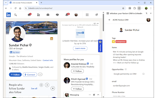 inNotion — Add LinkedIn to Notion :: inNotion: your Notion CRM in the side panel