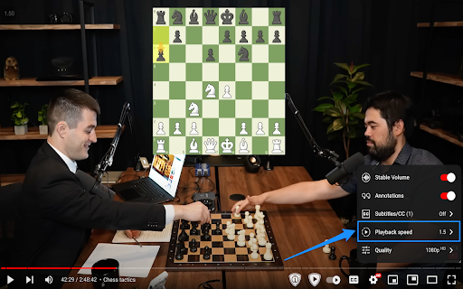 Set YouTube Global Speed :: Automatically set all videos across YouTube to play at 1.5x speed