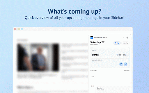 MeetingMate for Google Calendar :: Your all-in-one sidebar extension for Google Calendar, providing enhanced notifications and meeting management.