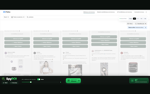 SpyROI — Mineração de Anúncios :: Descubra os anúncios que vendem antes de todo mundo. Salve, organize e analise anúncios direto da Meta Ads Library.