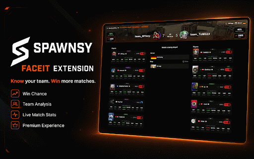 Spawnsy Faceit :: FACEIT CS2 toolkit: extended skill levels, inline match scoreboards, average team elo, country flags, matchroom stats, focus mode.