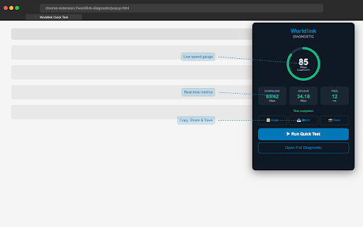 Worldlink Diagnostic :: Speed test, ping, jitter, packet loss & background monitoring for WorldLink internet