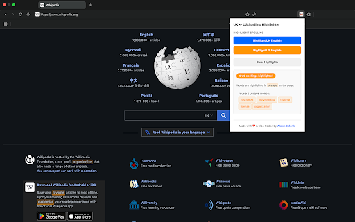 UK ↔ US Spelling Highlighter :: Highlight UK or US spelling variations on any webpage