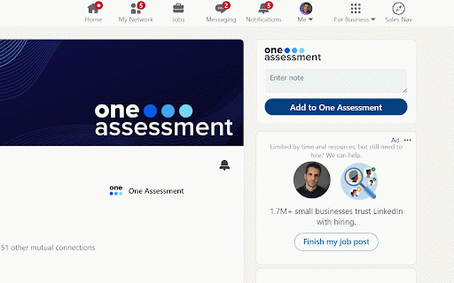 One Assessment - LinkedIn Recruitment :: LinkedIn recruitment tool for One Assessment. Extract profiles, send connections, and manage candidates.
