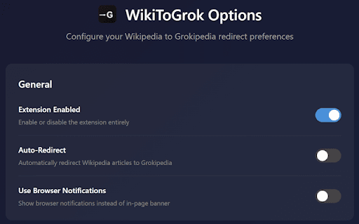 WikiToGrok :: Redirect Wikipedia articles to Grokipedia - view AI-enhanced wiki articles