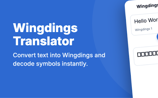 Wingdings Translator — All Fonts :: Translate English ↔ Wingdings, Wingdings 2, Wingdings 3 & Webdings. Character chart, history, favorites. 100% offline.