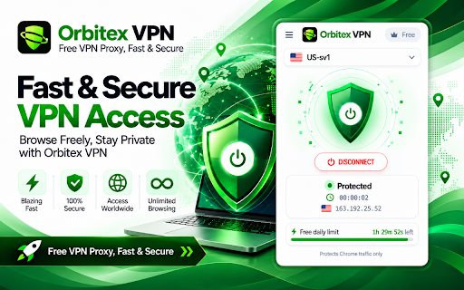Orbitex VPN - Free VPN Proxy, Fast & Secure :: Free VPN proxy for Chrome. Unblock websites, change your location & hide your IP in one click. Fast, encrypted, no browsing logs.