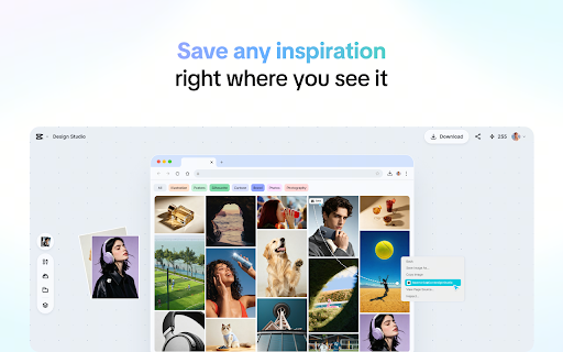 CapCut Design Studio - Save Inspiration :: Save images from any webpage to CapCut Design Studio. Hover, right-click, or drag. Keep inspiration within reach.