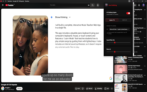 Live Dubbing :: Client-side AI Live Dubbing for Netflix and YouTube using Hybrid TTS