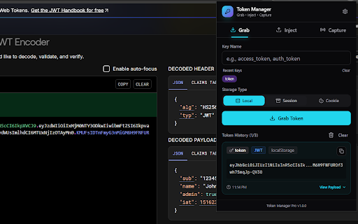Token Manager Pro :: Grab, inject, and capture authentication tokens from web pages