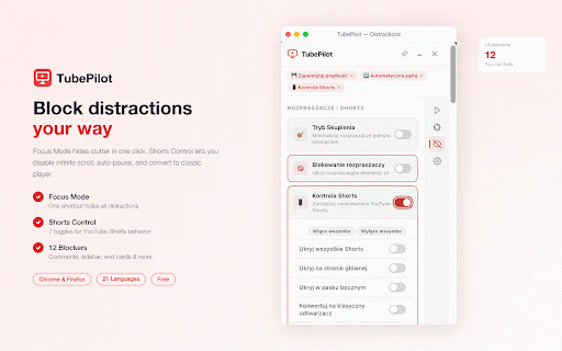 TubePilot – YouTube Enhancer :: YouTube enhancement extension — playback controls, UI customization, and productivity tools.