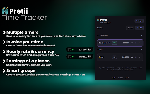 Pretii Time Tracker :: Track your work time and generate invoices via Pretii.