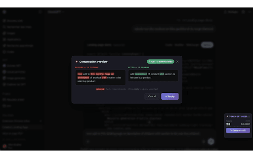 Token Optimizer — Save on Claude & ChatGPT :: Count tokens in real-time, compress prompts up to 40%, save money on Claude & ChatGPT.