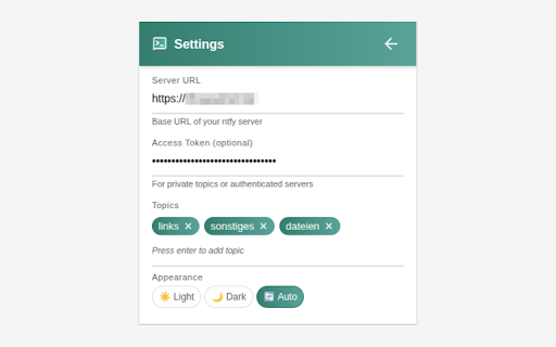Ntfy for Chrome :: Send and receive notifications to/from your ntfy topics with file attachments, priority, tags, and local history management.