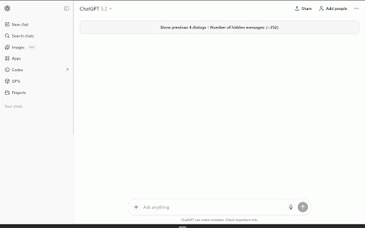 ChatGPT Chat Optimizer :: Boost ChatGPT performance by hiding old messages. Keeps your chat lag-free and organized by showing only your latest conversations.