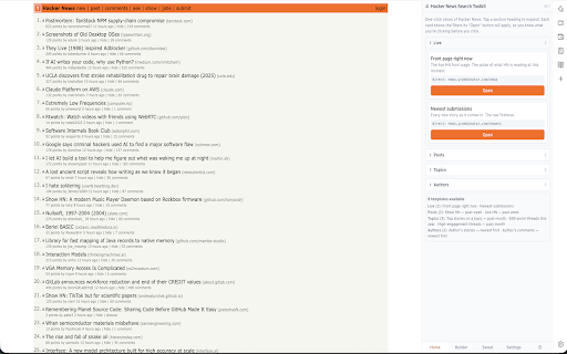 Hacker News Search Toolkit (Unofficial) :: Unofficial. Compose Hacker News (Algolia) search URLs with points, comments, author, and date filters.