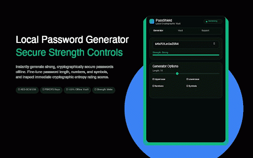 PassShield: Cryptographic Vault :: Securely generate strong passwords and encrypt your logins in an offline local vault using military-grade cryptography.