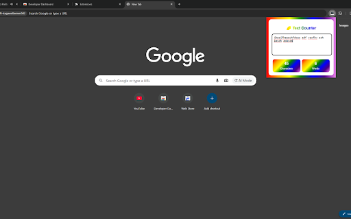 Rainbow Text Counter :: Count characters and words instantly in a colorful popup.