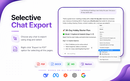 AI to PDF Exporter: Save ChatGPT, Claude & Gemini Chats :: Export ChatGPT, Claude, Gemini and Perplexity chats to clean PDF, DOCX and Markdown files in one click.