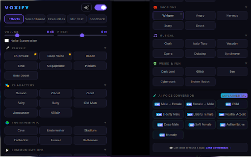 Voxify - Voice Changer for Chrome :: Real-time voice changer & soundboard for browser calls