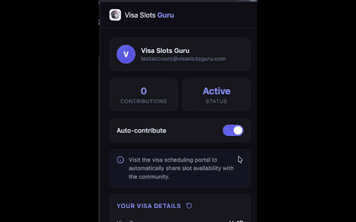 Visa Slots Guru – Slot Contributor :: Help the visa community! Automatically share appointment availability data from the US visa scheduling portal with Visa Slots Guru.
