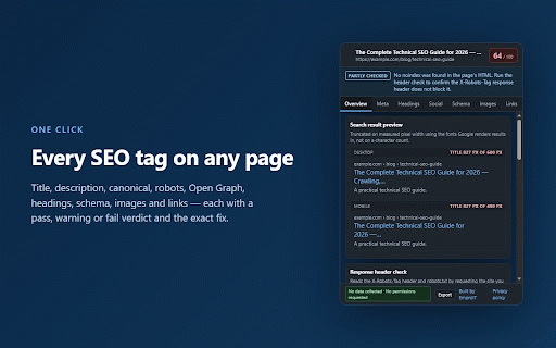 SEO Meta Viewer :: View SEO meta tags instantly: title, description, canonical, robots, Open Graph and schema.