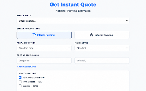 50-State Painting Calculator :: Calculate interior and exterior painting costs based on state averages.