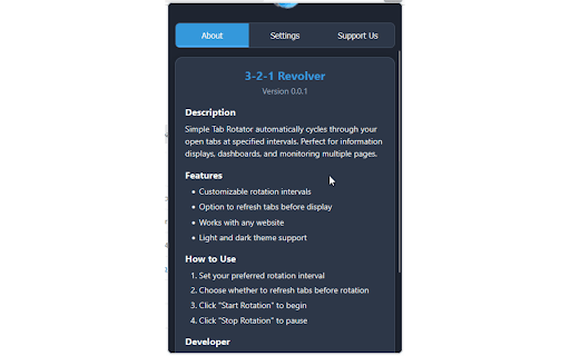 Easy 3-2-1 Revolver :: Automatically rotate through open tabs. For signage, office displays, metrics and more.