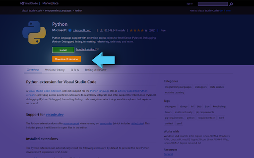 One-Click VSIX :: Integrates with VSCode Marketplace pages to add a one-click button for instant VSIX downloads.