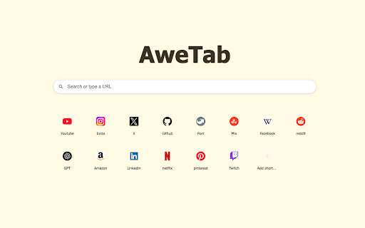 AweTab :: Enhanced new tab page with custom functionality