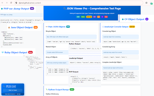JSON Viewer Pro Expand,Editor,Auto,Drag-Drop,Output Dump 2 json By PatilWeb :: View, format, edit, expand/collapse, drag & drop, and export JSON with advanced features in Chrome.