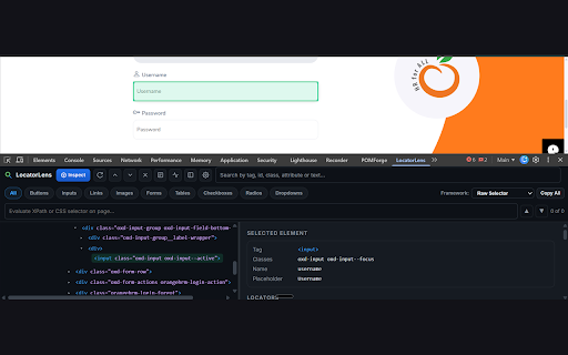 LocatorLens :: Inspect any element and generate stable XPath, CSS & Playwright/Cypress/Selenium locators. Build Page Object Models instantly.